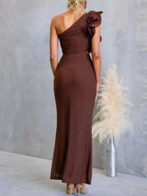 One-Shoulder Floral Trim Sleeveless Maxi Dress STYLE SOURCE