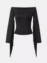 Off-Shoulder Fringe Sleeve T-Shirt STYLE SOURCE