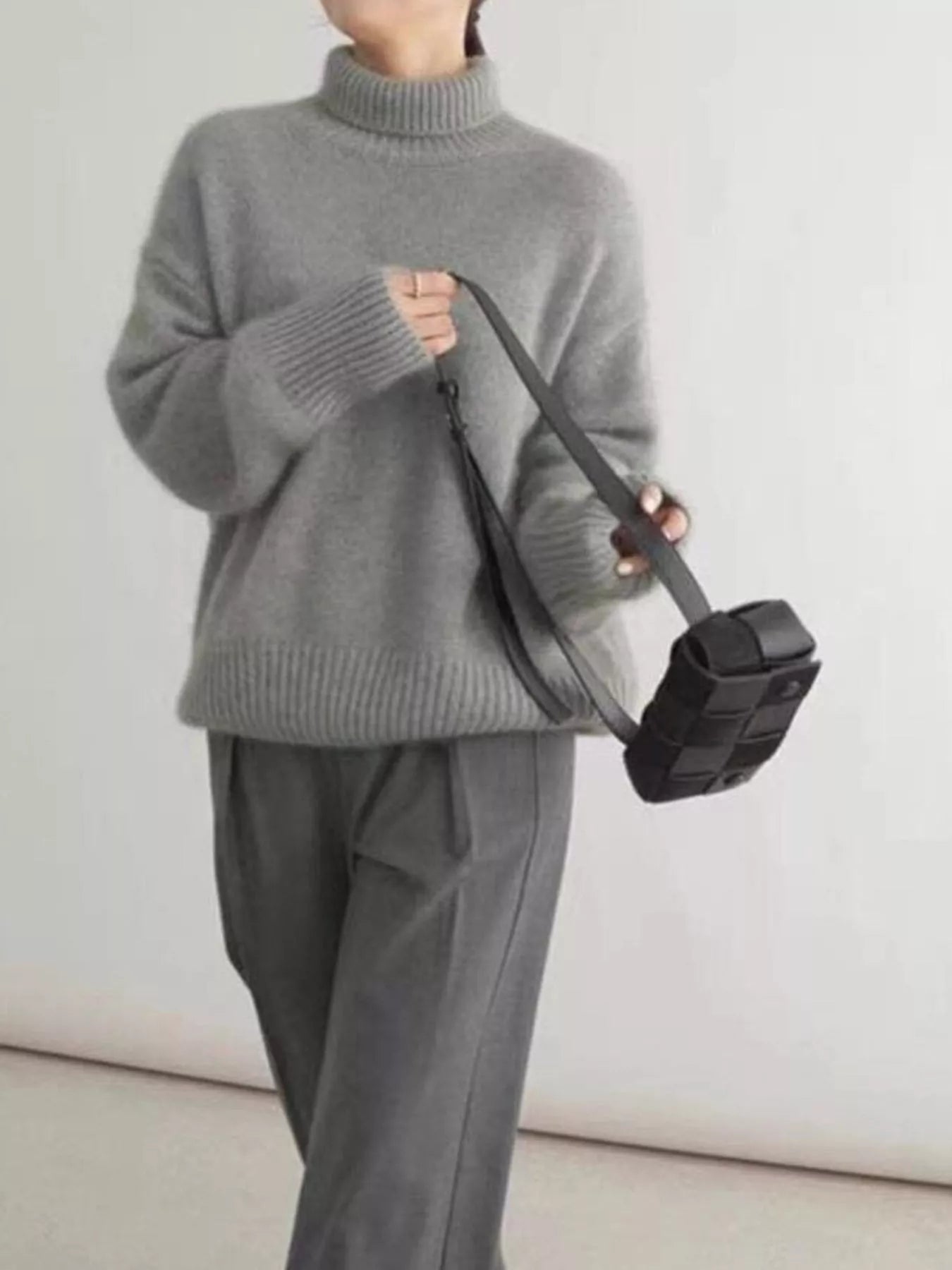 Turtleneck Dropped Shoulder Sweater STYLE SOURCE