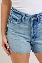 Judy Blue Hw Rigid Magic Cut Off Denim Shorts with Raw Side Seams STYLE SOURCE