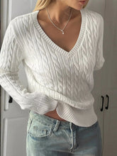 Cable-Knit V-Neck Sweater STYLE SOURCE