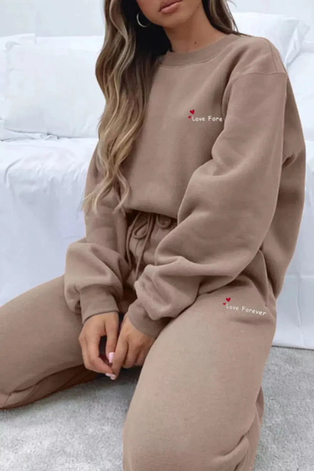 Round Neck Sweatshirt and Joggers Set STYLE SOURCE