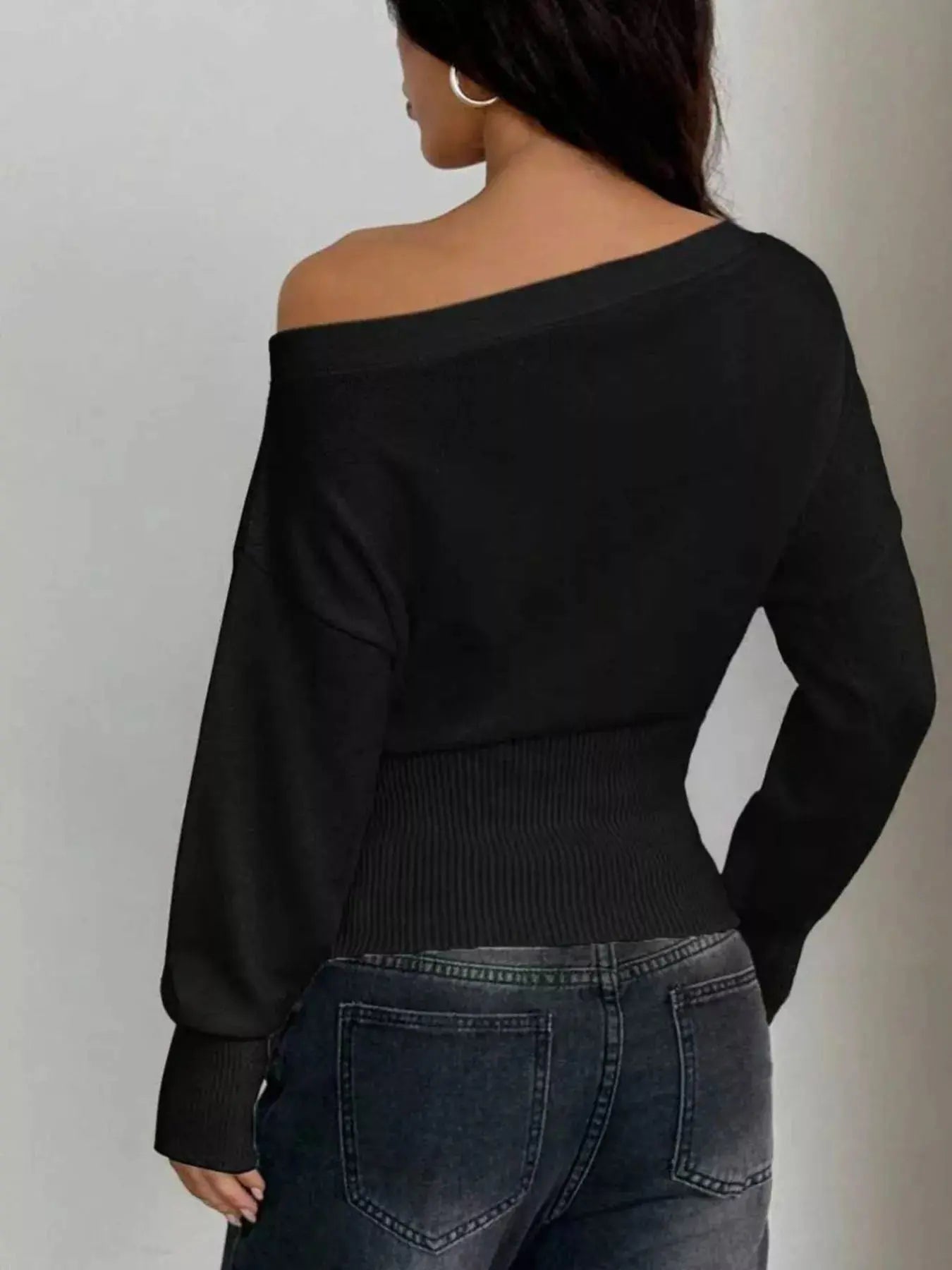 One Shoulder Cropped Sweater STYLE SOURCE