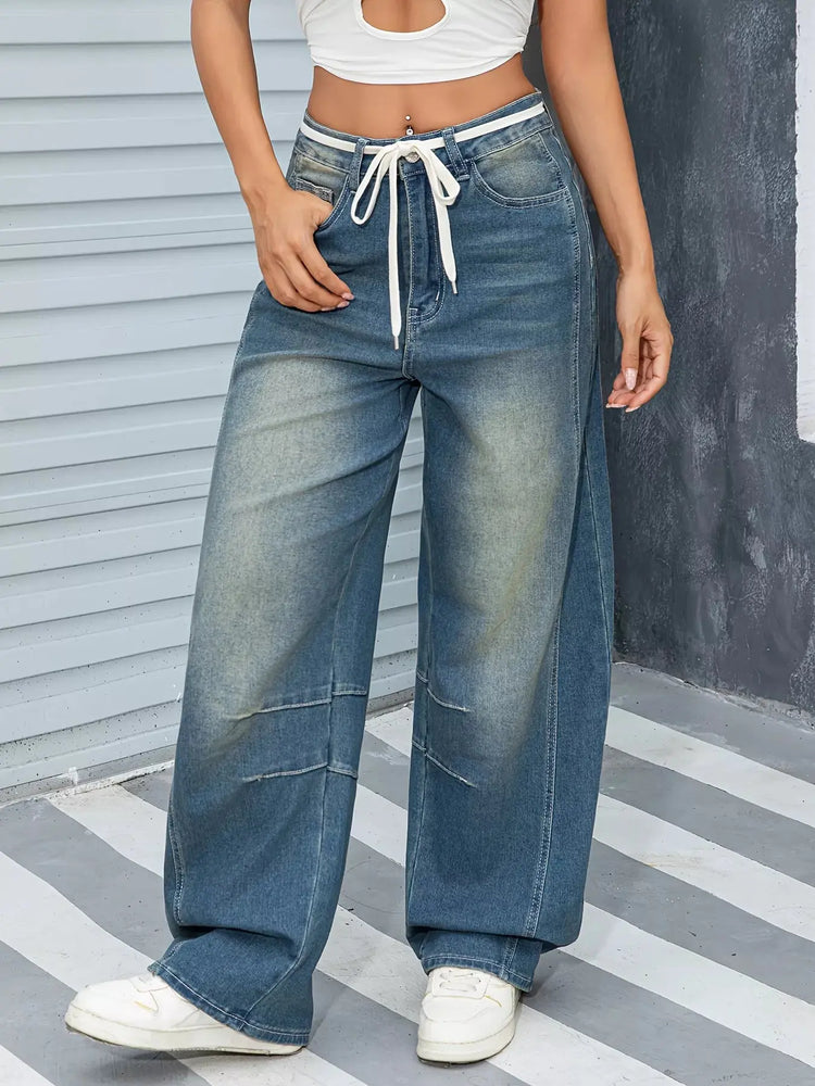 Vintage Wash Wide Leg Jeans STYLE SOURCE