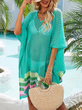 Slit Openwork V-Neck Half Sleeve Cover-Up STYLE SOURCE