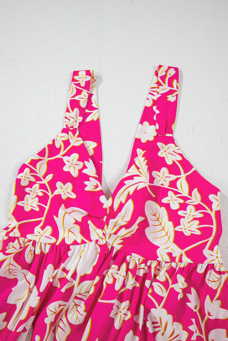 Rose Floral V Neck Crisscross Backless Maxi Dress STYLE SOURCE