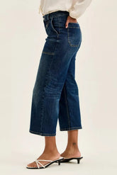 Judy Blue High Waist Wide Crop Utility Jeans with Patch Pocket STYLE SOURCE