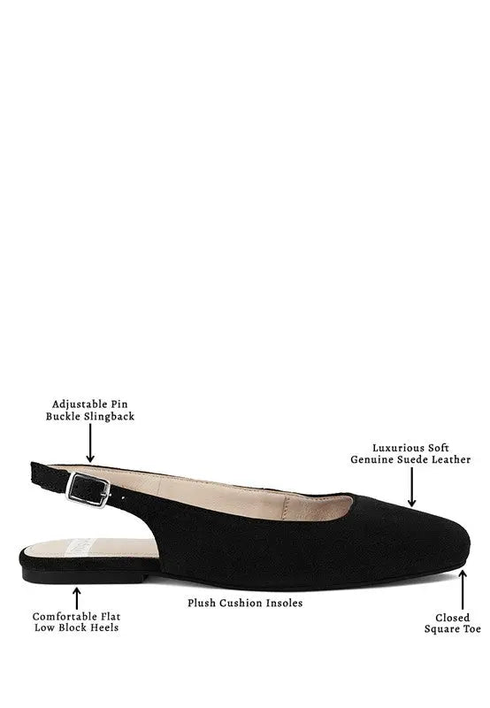 Sozani Genuine Suede Leather Slingback Flats STYLE SOURCE