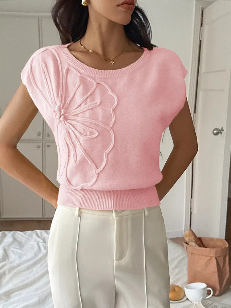 Flower One Shoulder Sweater STYLE SOURCE