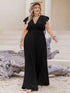 Plus Size Lace Cap Sleeve Wide Leg Jumpsuit STYLE SOURCE