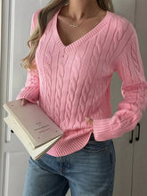 Cable-Knit V-Neck Sweater STYLE SOURCE