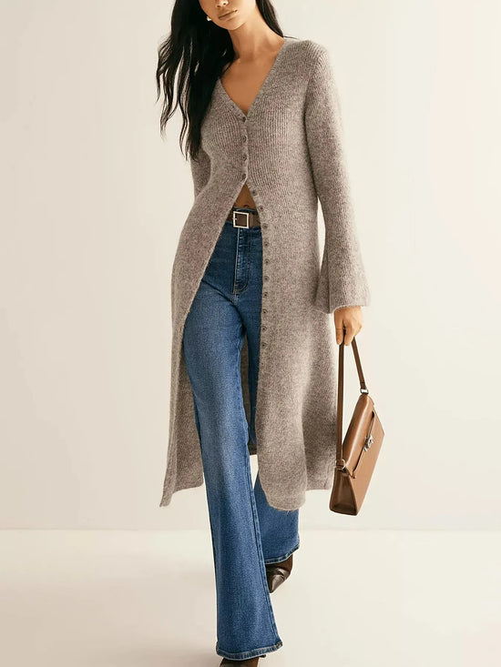 Longline Button-Down Bell Sleeve Cardigan STYLE SOURCE