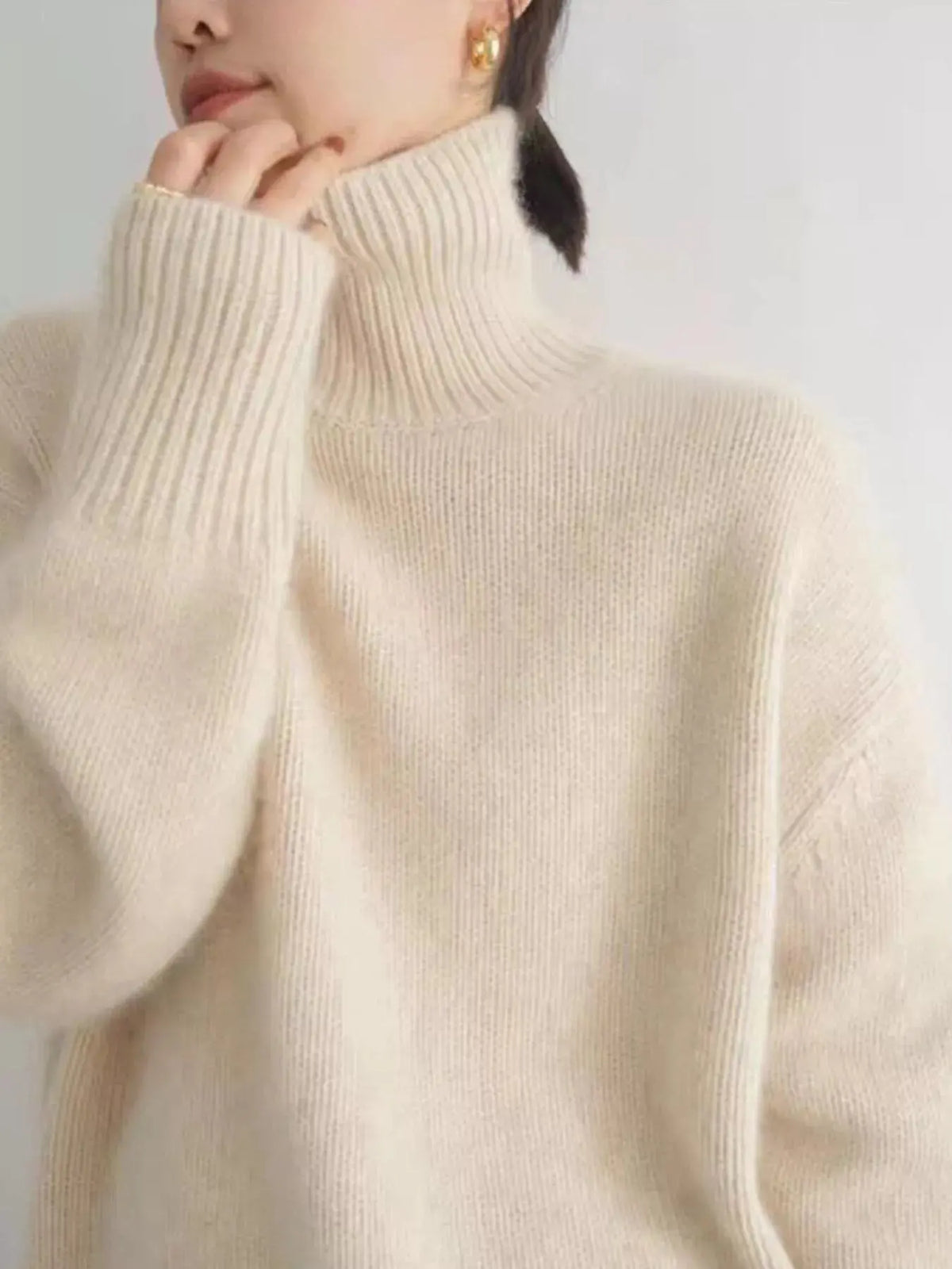 Turtleneck Dropped Shoulder Sweater STYLE SOURCE