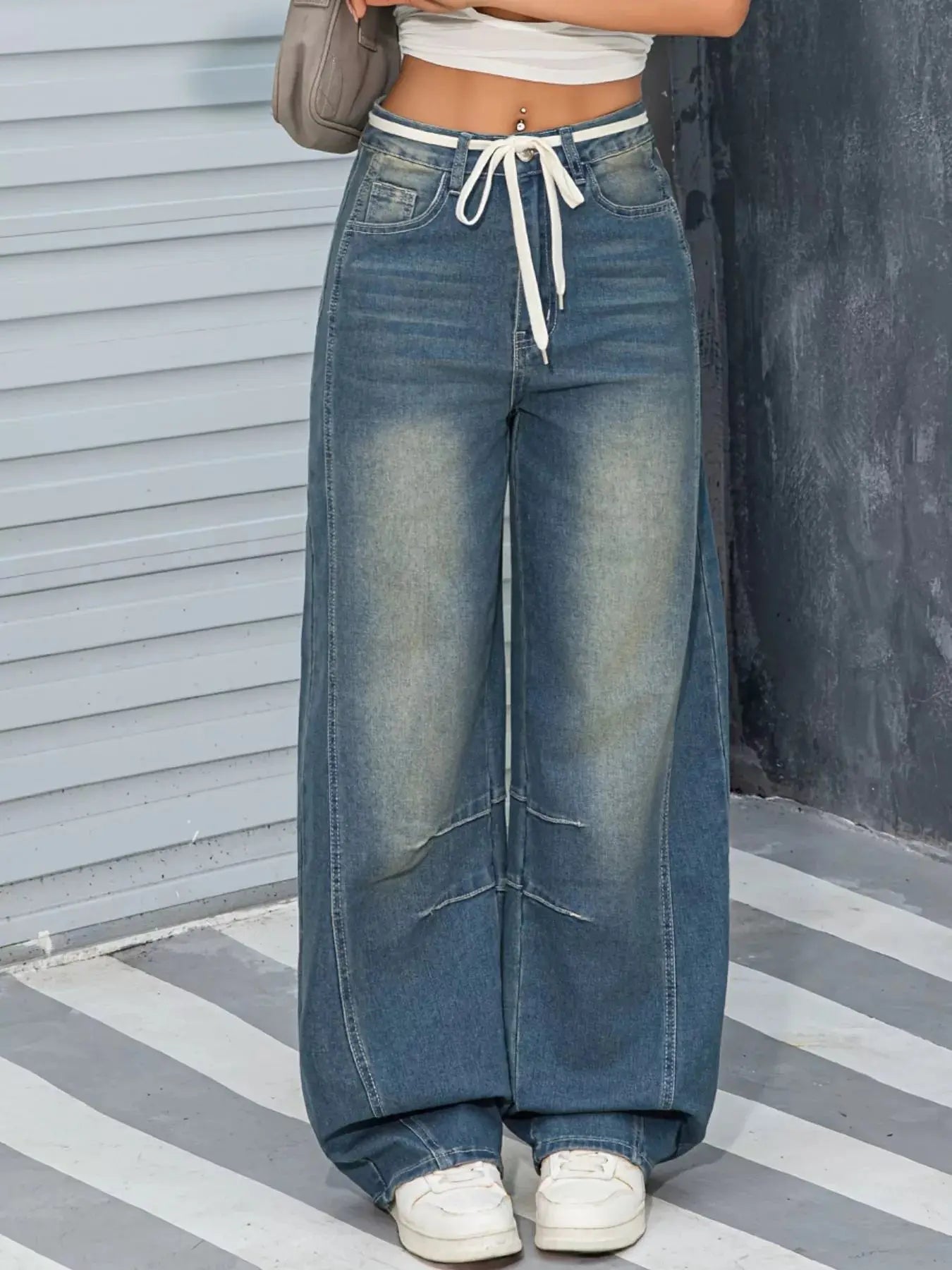 Vintage Wash Wide Leg Jeans STYLE SOURCE