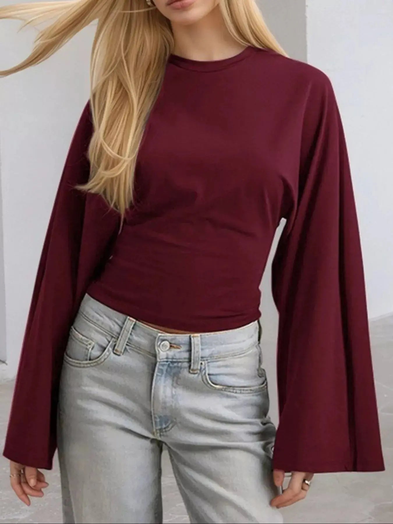 Full Size Round Neck Long Sleeve T-Shirt Plus Size STYLE SOURCE
