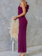 One-Shoulder Floral Trim Sleeveless Maxi Dress STYLE SOURCE
