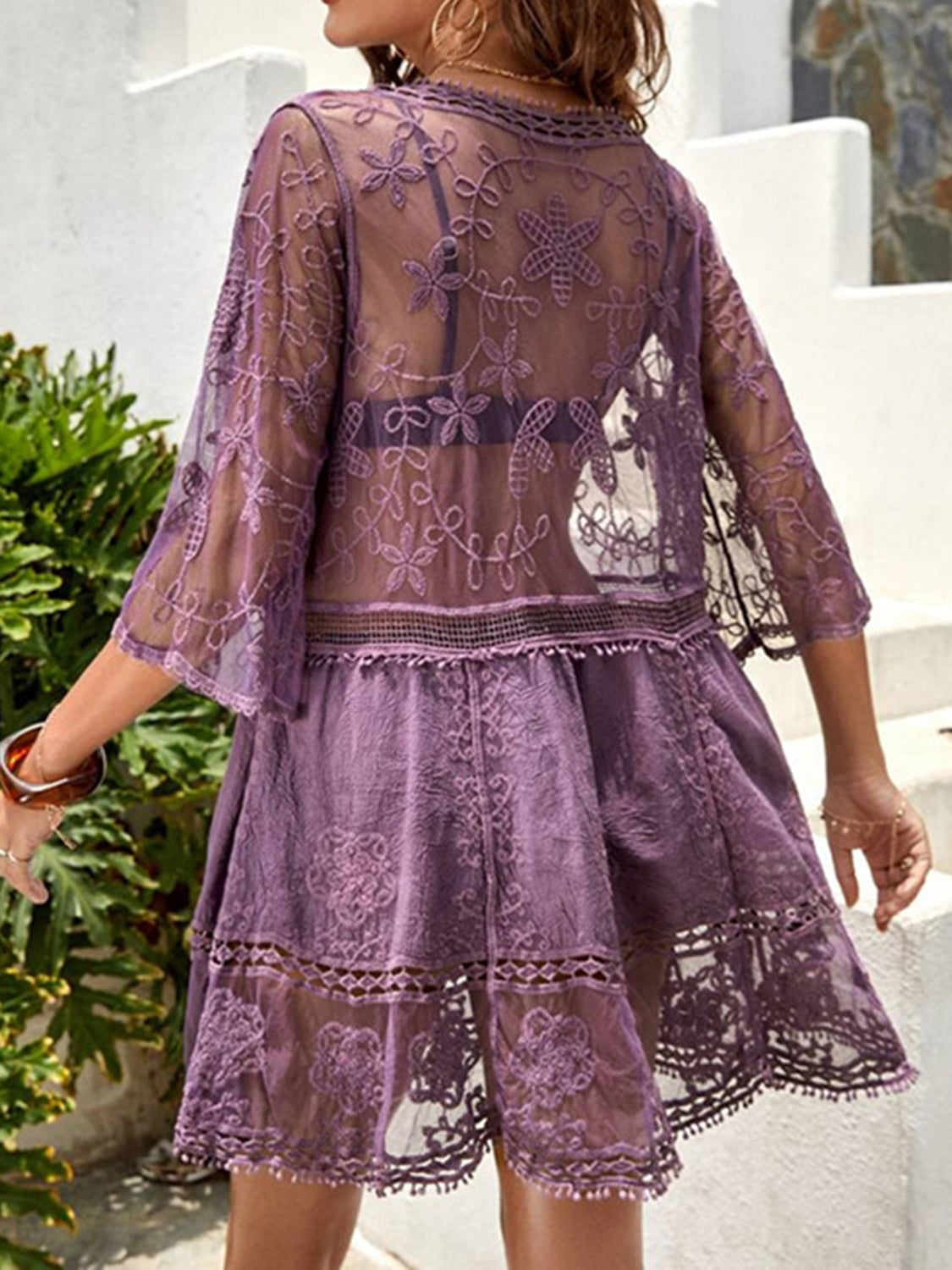 Lace Detail Plunge Cover-Up Dress STYLE SOURCE