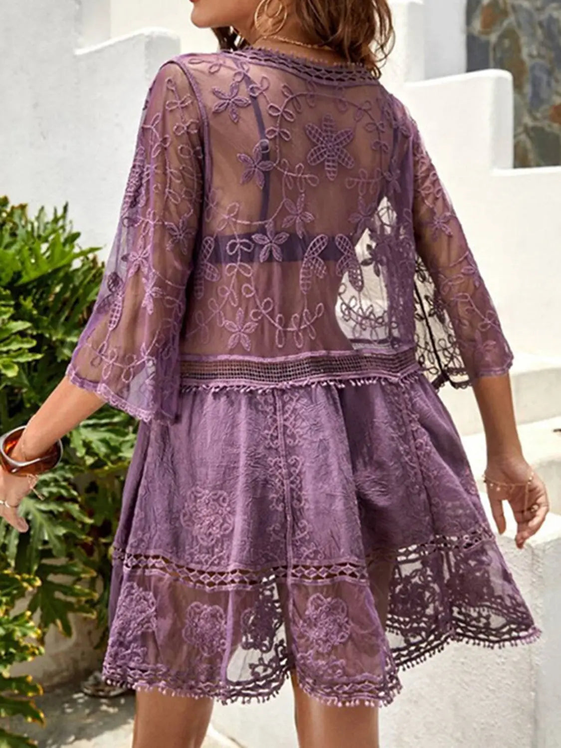 Lace Detail Plunge Cover-Up Dress STYLE SOURCE