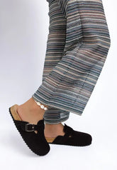 Ratiha Buckle Accent Slip-On Footbed Mules STYLE SOURCE
