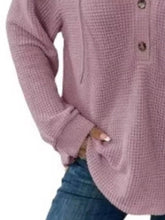 Full Size Button Detail Waffle Knit Hoodie Plus Size STYLE SOURCE