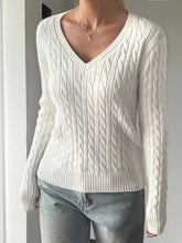 Cable-Knit V-Neck Sweater STYLE SOURCE