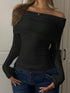 Off-Shoulder Ruched Long Sleeve T-Shirt STYLE SOURCE