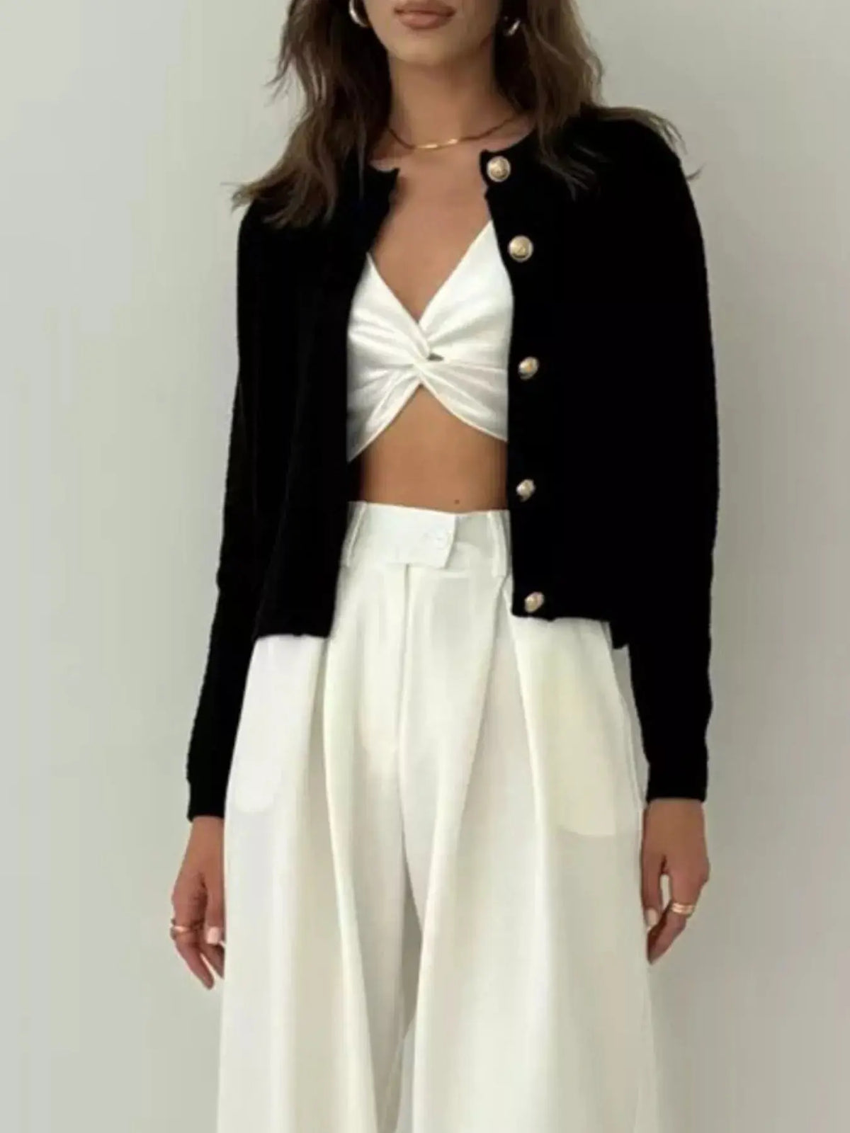 Button Up Texture Knit Cardigan STYLE SOURCE