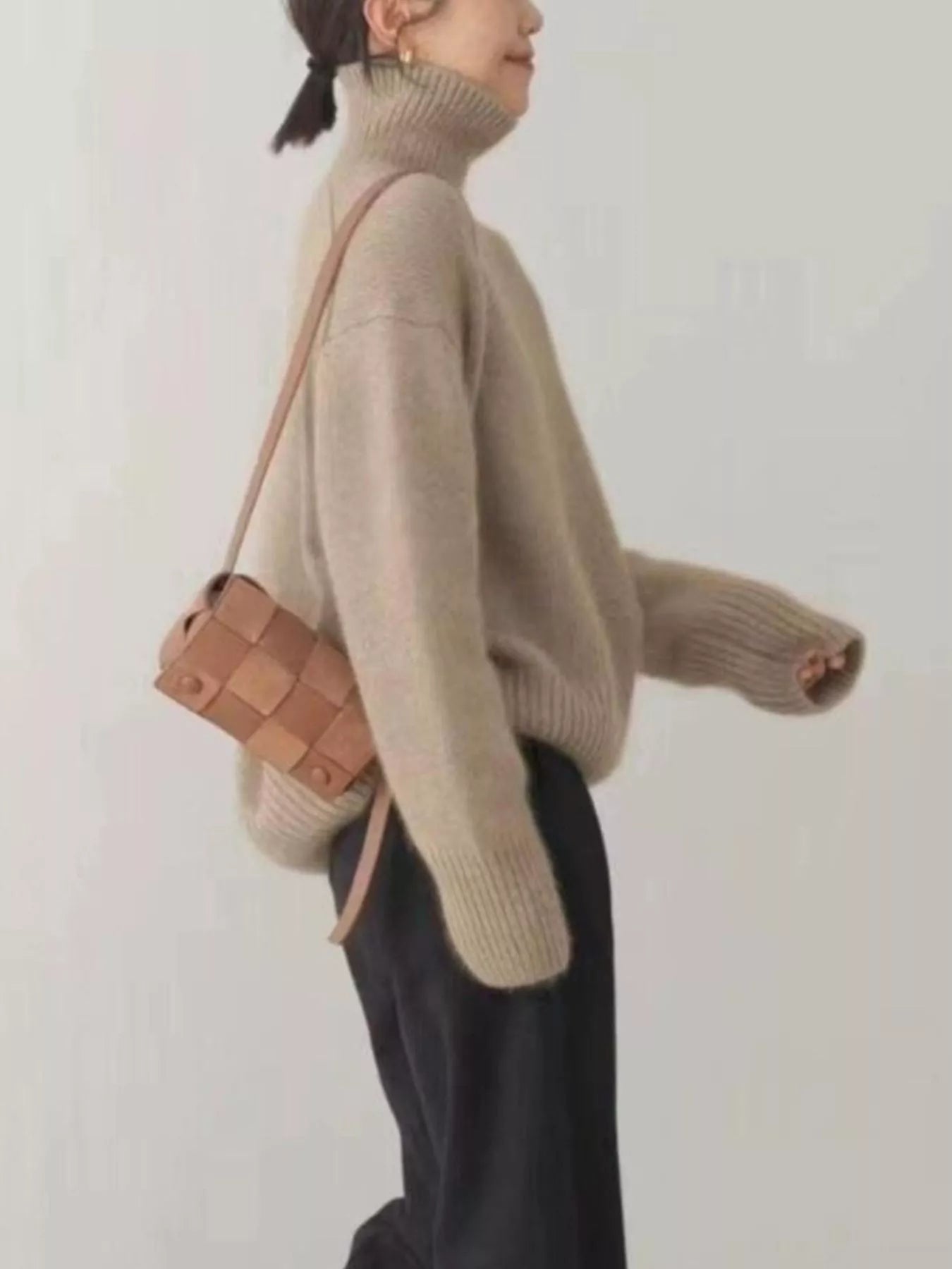 Turtleneck Dropped Shoulder Sweater STYLE SOURCE