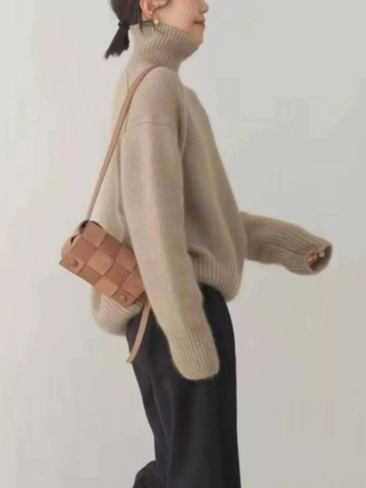 Turtleneck Dropped Shoulder Sweater STYLE SOURCE