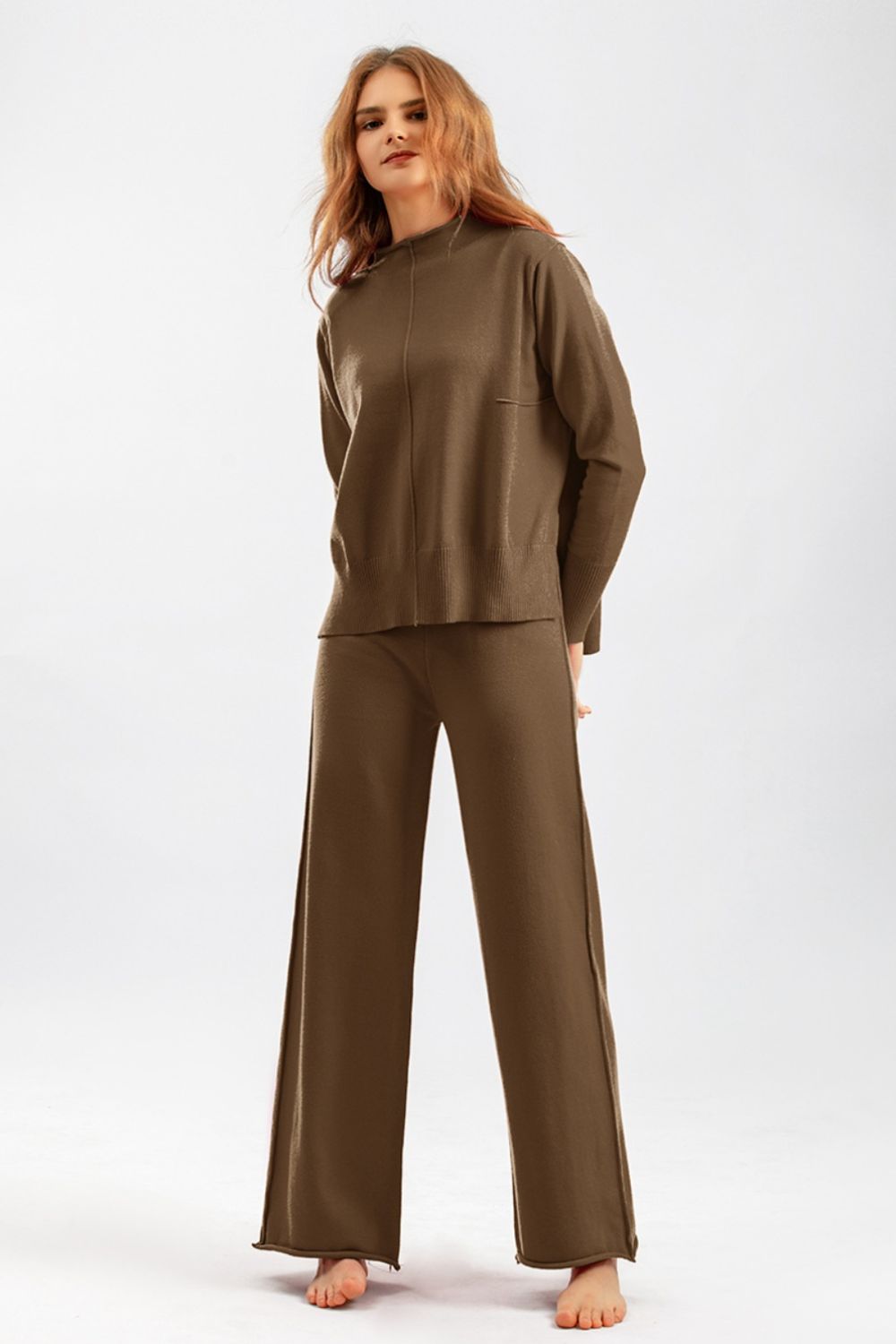 Basic Bae Mock Neck Long Sleeve Top and Pants Sweater Set STYLE SOURCE