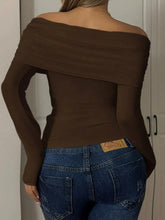 Off-Shoulder Ruched Long Sleeve T-Shirt STYLE SOURCE