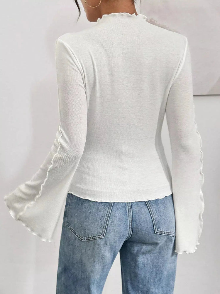 Lettuce Edge Flare Sleeve Top STYLE SOURCE