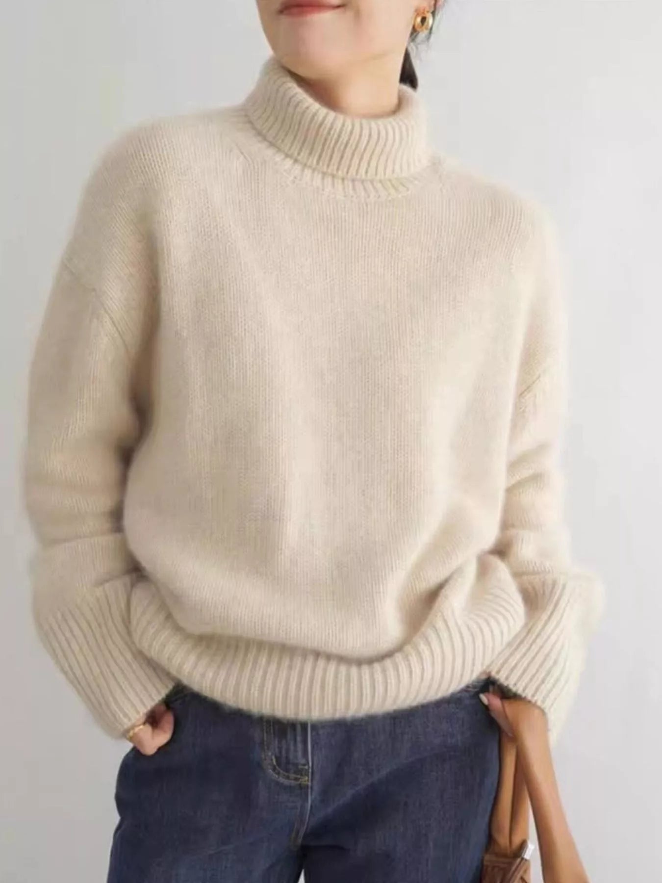Turtleneck Dropped Shoulder Sweater STYLE SOURCE