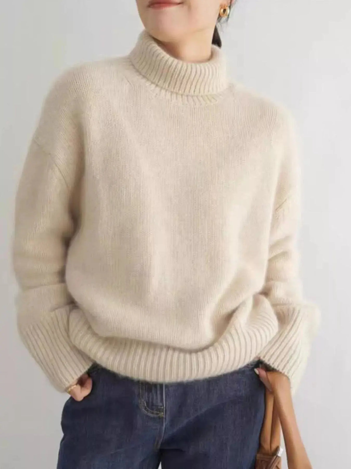 Turtleneck Dropped Shoulder Sweater STYLE SOURCE