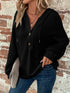 Full Size Button Detail Waffle Knit Hoodie Plus Size STYLE SOURCE