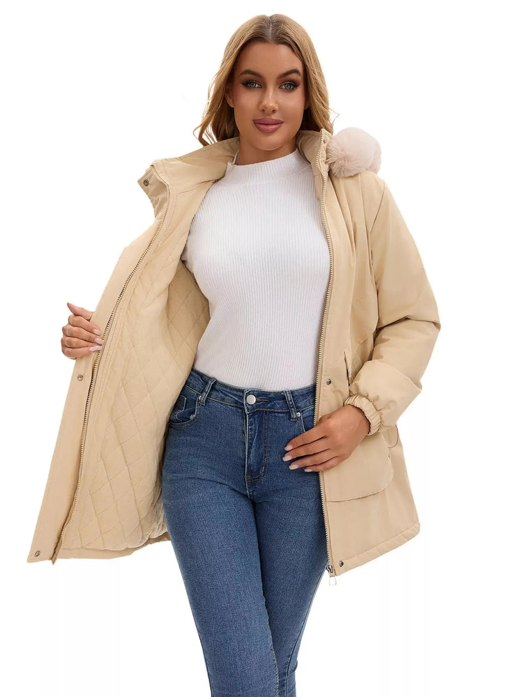 Full Size Fur Hooded Warm Winter Parka Outerwear Plus Size STYLE SOURCE