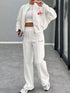 Zip Up Dropped Shoulder Outerwear and Pants Set STYLE SOURCE