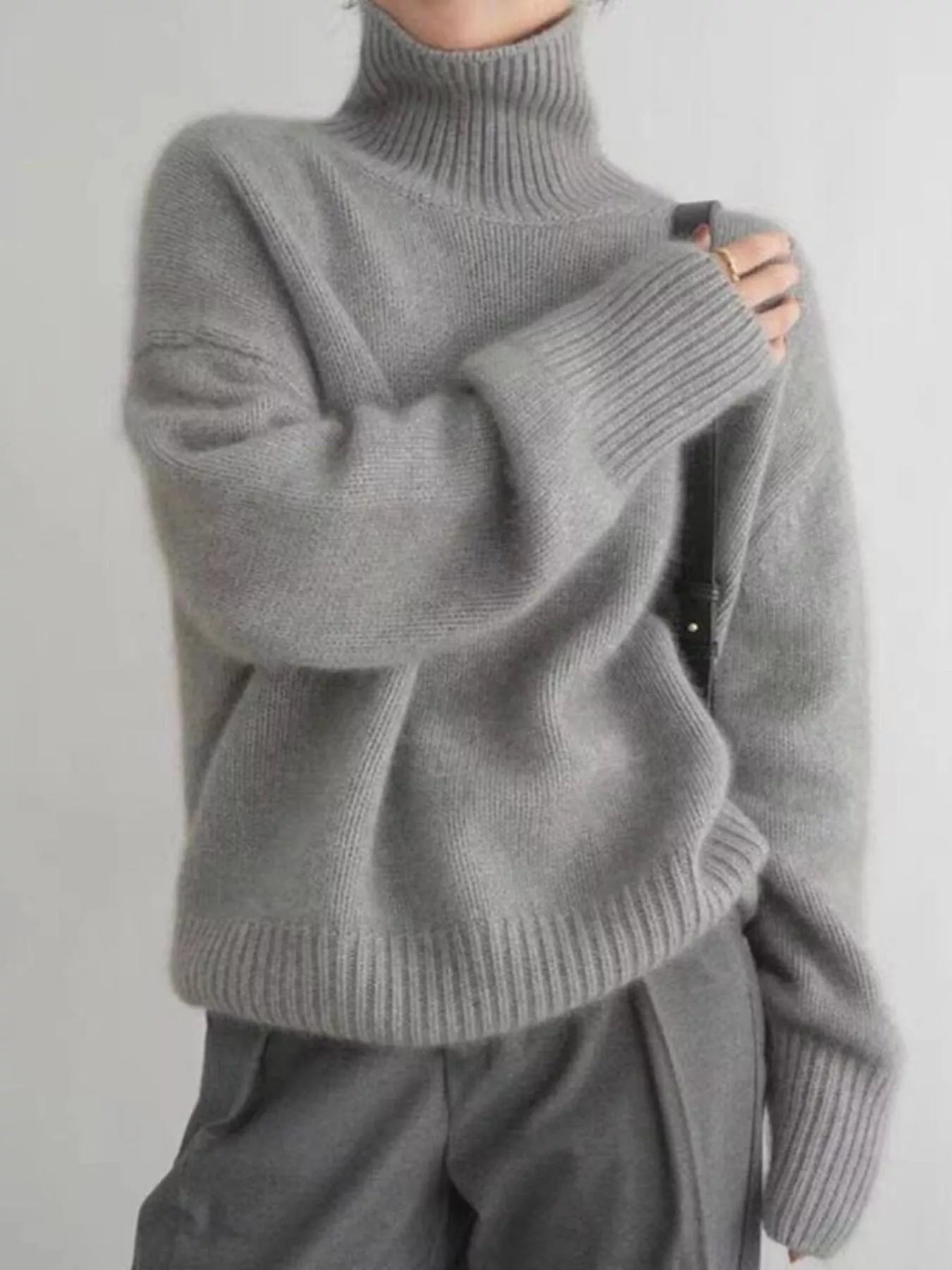 Turtleneck Dropped Shoulder Sweater STYLE SOURCE