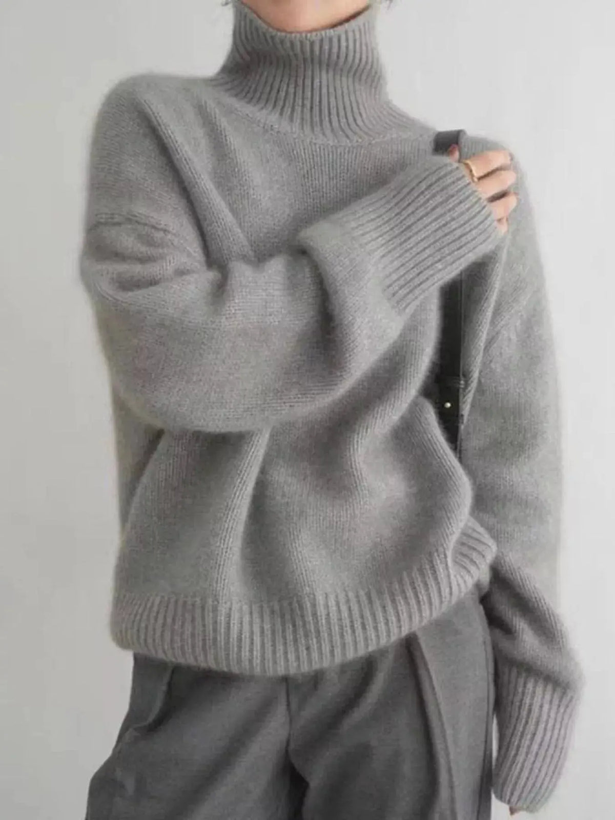 Turtleneck Dropped Shoulder Sweater STYLE SOURCE
