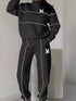 Full Size Striped Quarter Zip Top and Pants Set Plus Size STYLE SOURCE