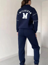 Full Size Striped Quarter Zip Top and Pants Set Plus Size STYLE SOURCE