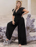 Plus Size Lace Cap Sleeve Wide Leg Jumpsuit STYLE SOURCE