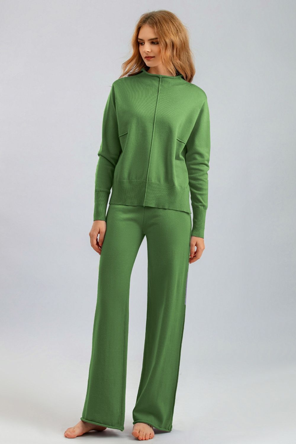 Basic Bae Mock Neck Long Sleeve Top and Pants Sweater Set STYLE SOURCE