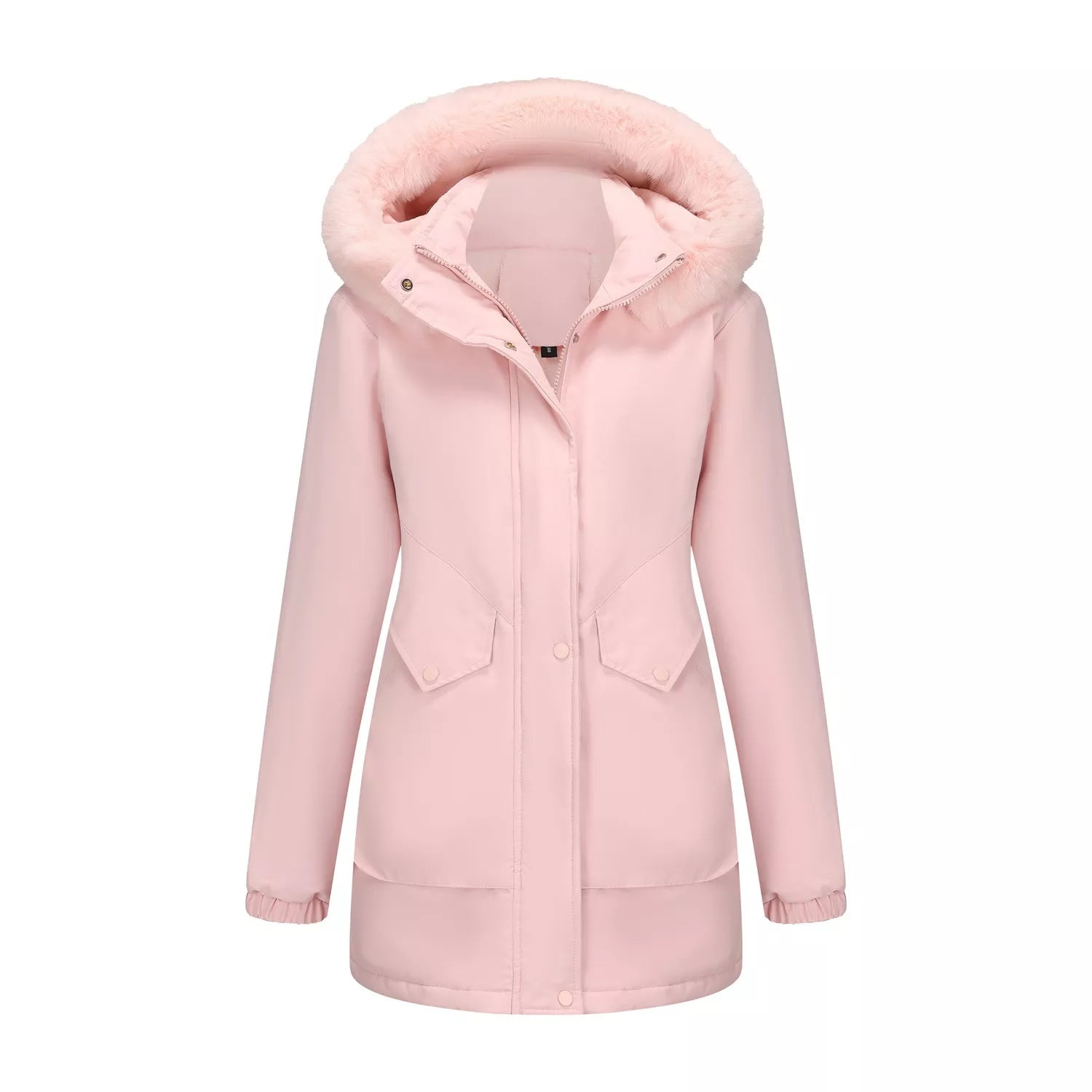 Full Size Fur Hooded Warm Winter Parka Outerwear Plus Size STYLE SOURCE