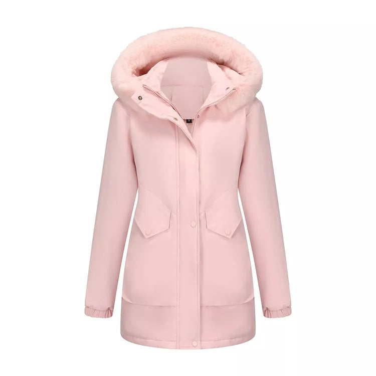 Full Size Fur Hooded Warm Winter Parka Outerwear Plus Size STYLE SOURCE