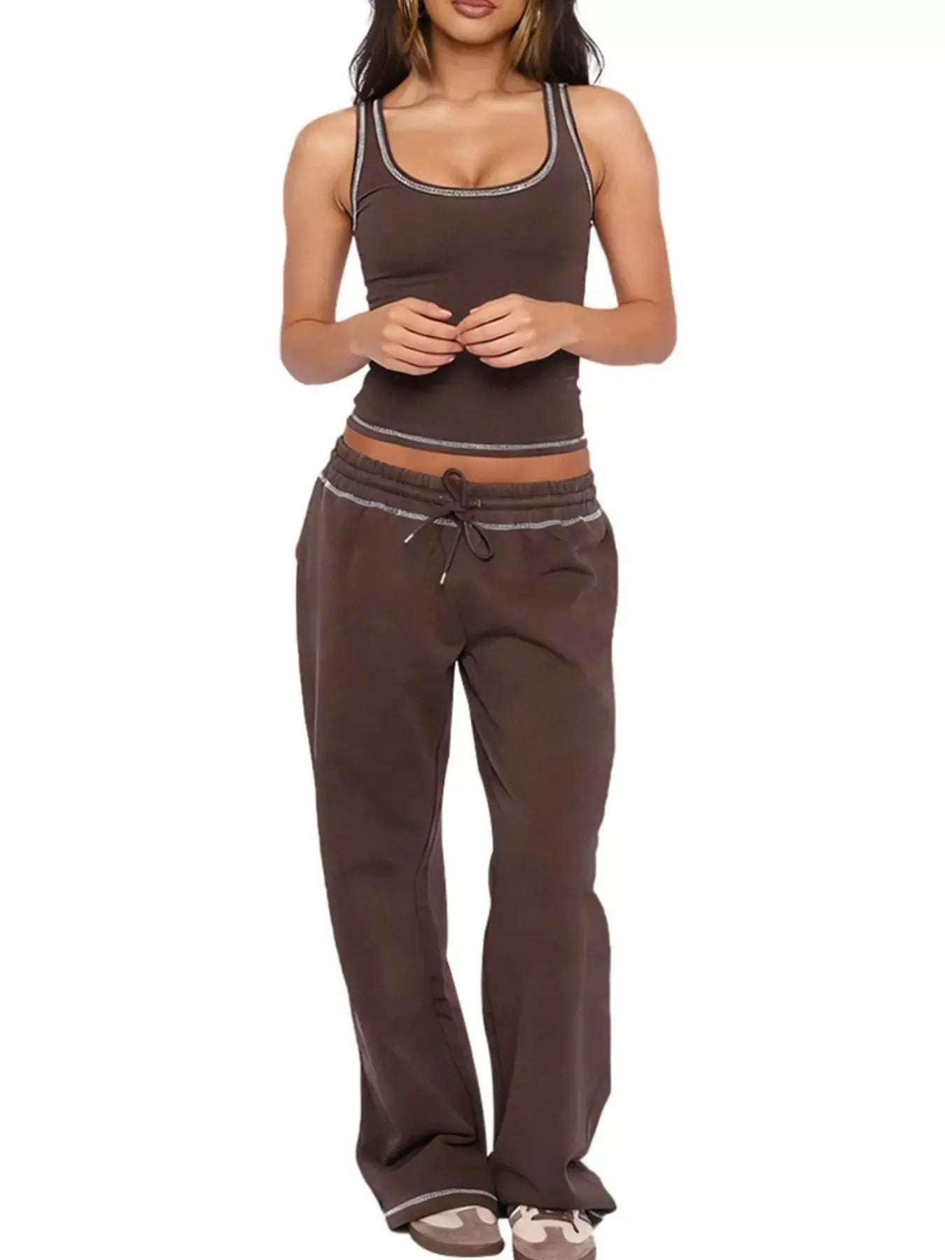 Scoop Neck Tank Top and Drawstring Pants Set STYLE SOURCE