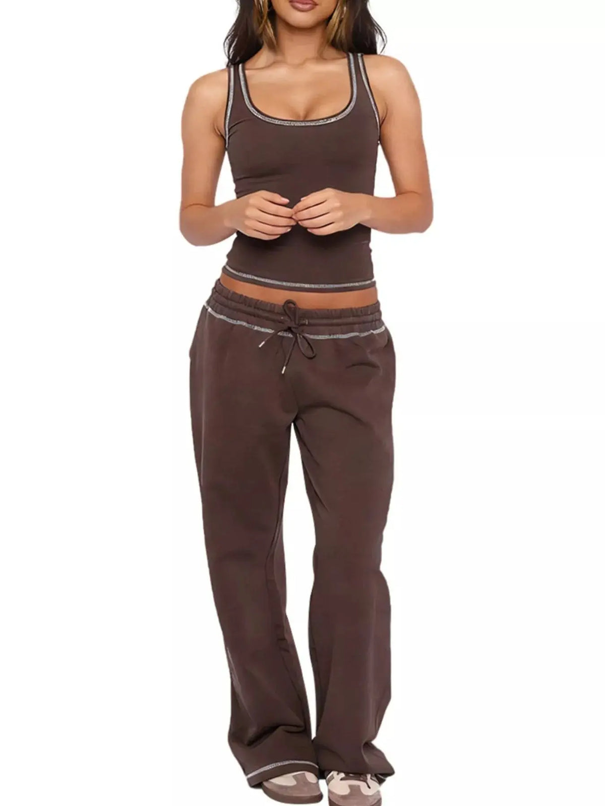 Scoop Neck Tank Top and Drawstring Pants Set STYLE SOURCE