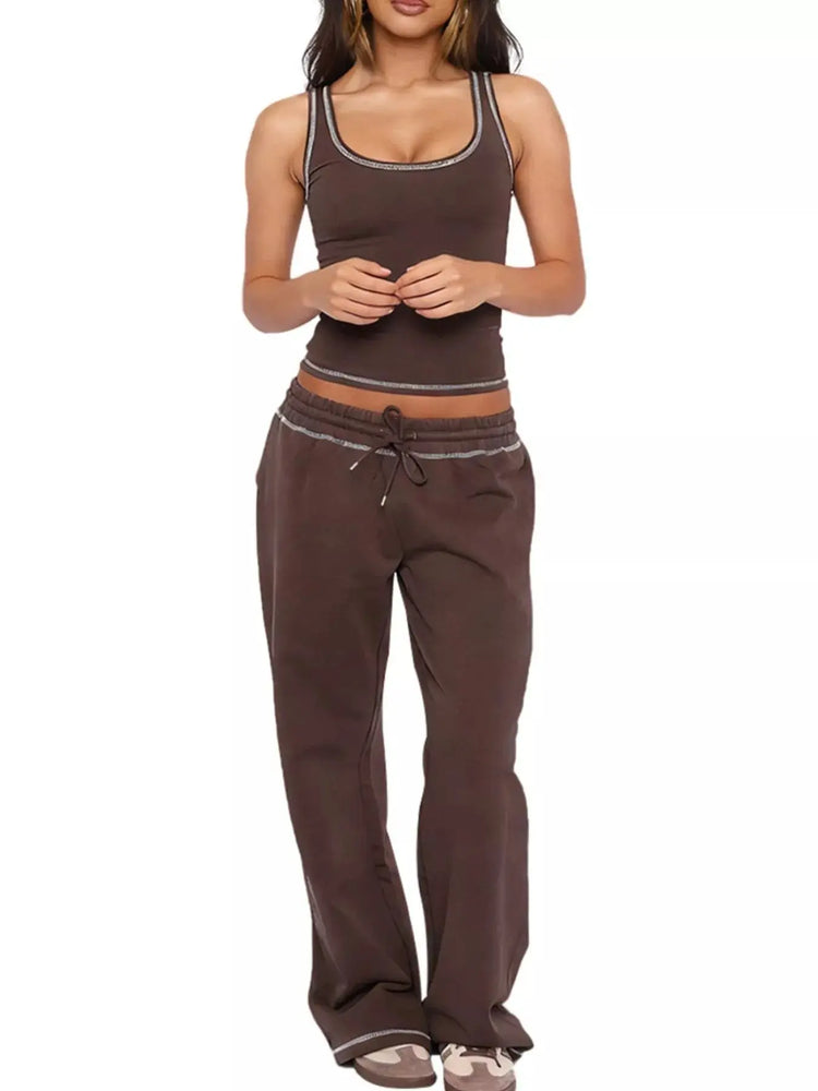 Scoop Neck Tank Top and Drawstring Pants Set STYLE SOURCE