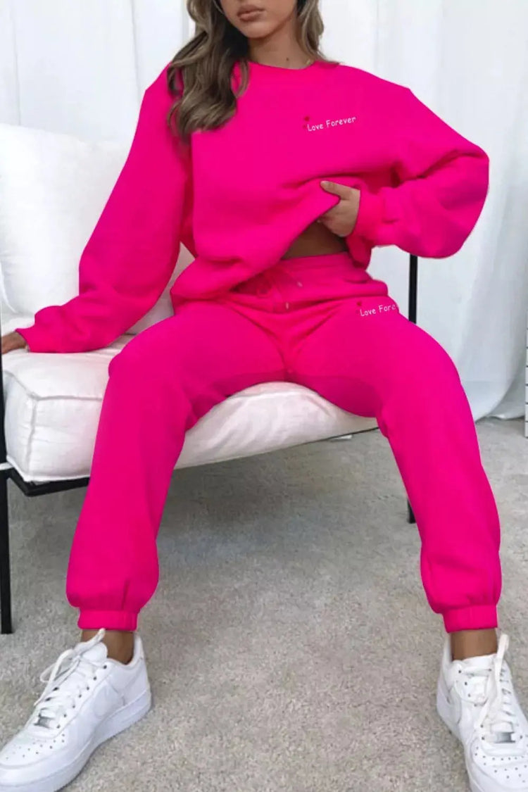 Round Neck Sweatshirt and Joggers Set STYLE SOURCE