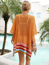 Slit Openwork V-Neck Half Sleeve Cover-Up STYLE SOURCE